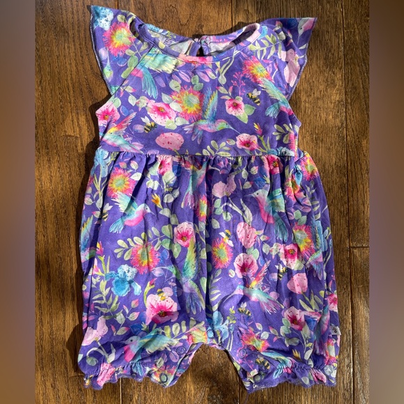 Birdie Bean Other - BIRDIE BEAN 12-18M BAMBOO Purple Floral and Hummingbird Romper
